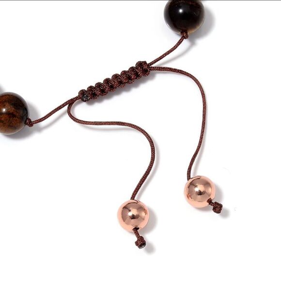 Yellow Tigers Eye Beaded Corded adjustable Bracelet 14kRG over copper - Picture 6 of 10